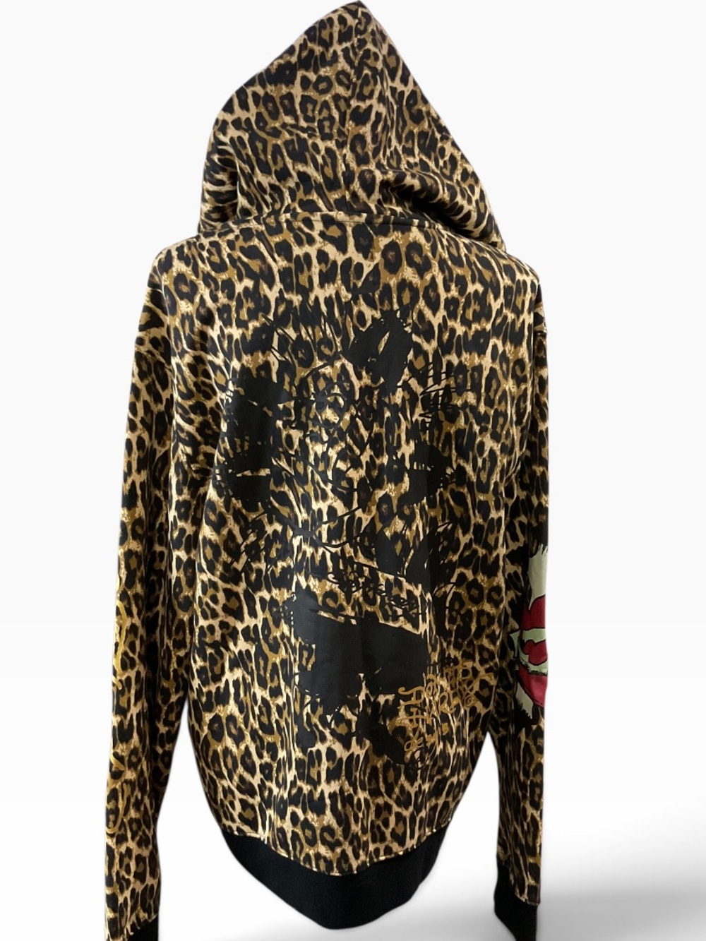 Ed Hardy Leopard Zip Hoodie with Red Heart Tattoo Graphic XL - Picture 5 of 8